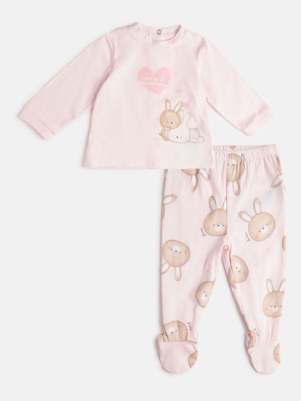 Girls Light Pink Knitted Smock with Leggings image number 0